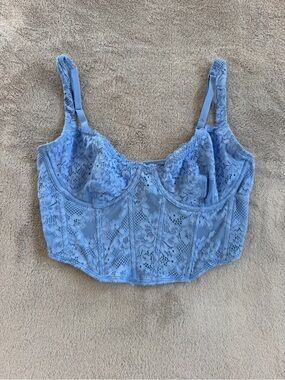 Victoria's Secret Light Blue Lace Longline Bra